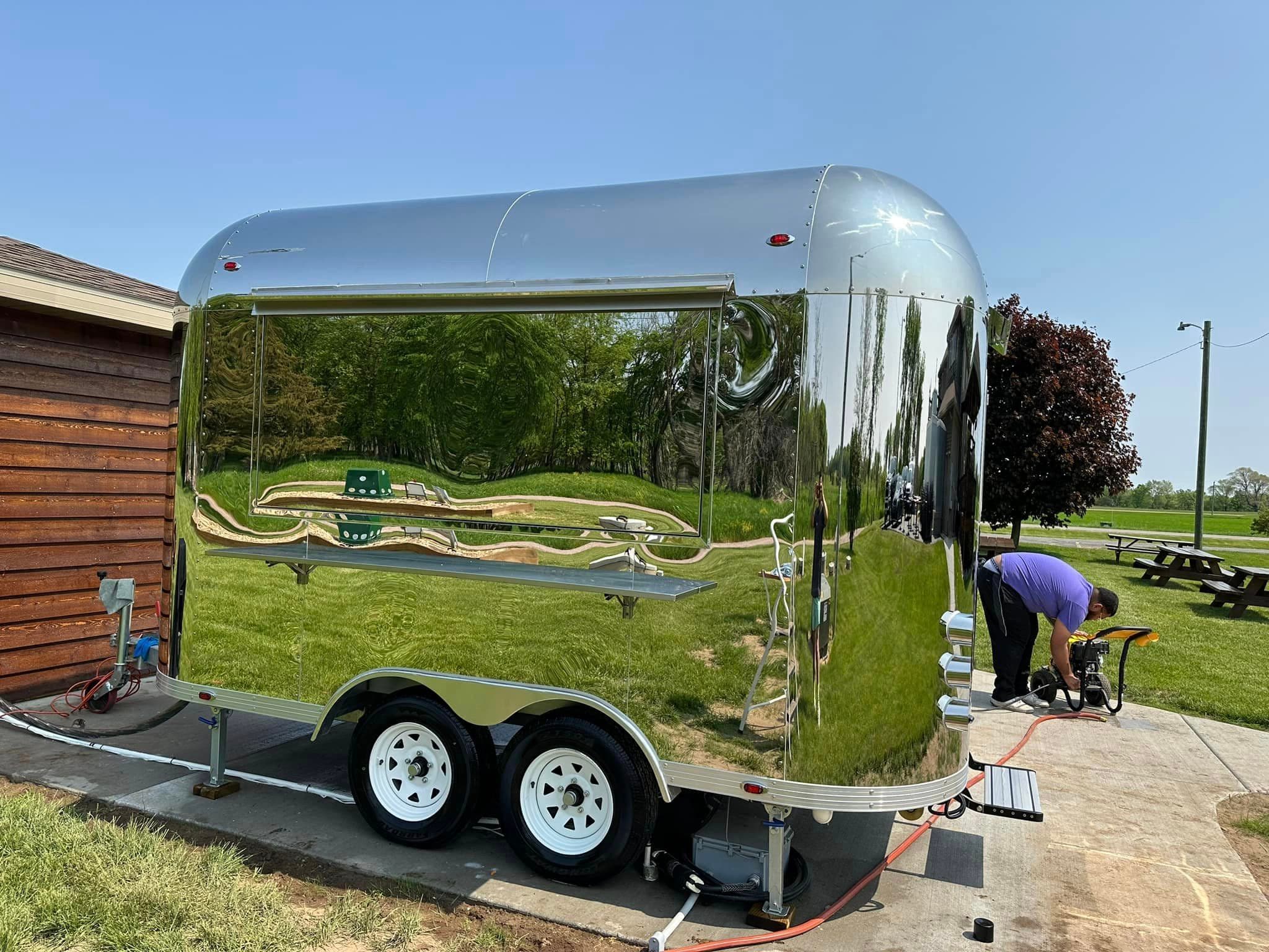Auto Detailing - Stainless cargo trailer panel - Professional Detailing Wisconsin Dells