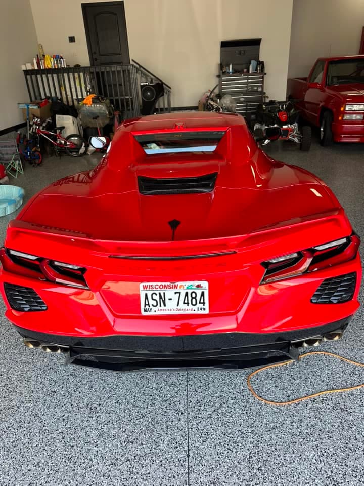 Auto Detailing - Chevrolet Corvette C8 rear plate - Professional Detailing Wisconsin Dells